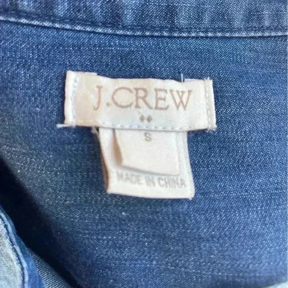 J CREW women’s DENIM SHIRT DRESS long sleeves front patch pockets  Size S - Picture 7 of 7